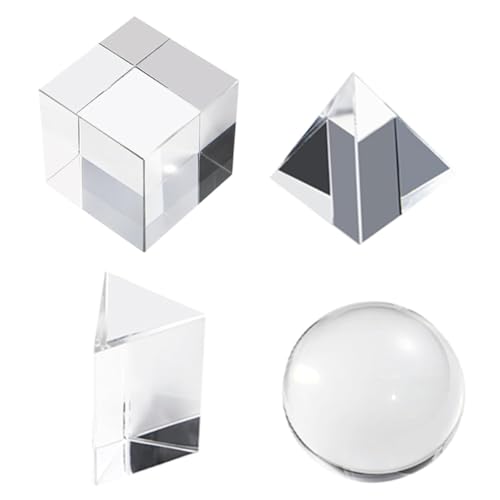 Kueohse 4er-Pack K9-Prismenset für Optische Kristallfotografie, Inklusive Kristallkugel, Würfel, Dreiecksprisma, Pyramide, Lehrzubehör Kueohse 4er-Pack K9-Prismenset für Optische Kristallfotografie, Inklusive Kristallkugel, Würfel, Dreiecksprisma, Pyramide, Lehrzubehör von Kueohse