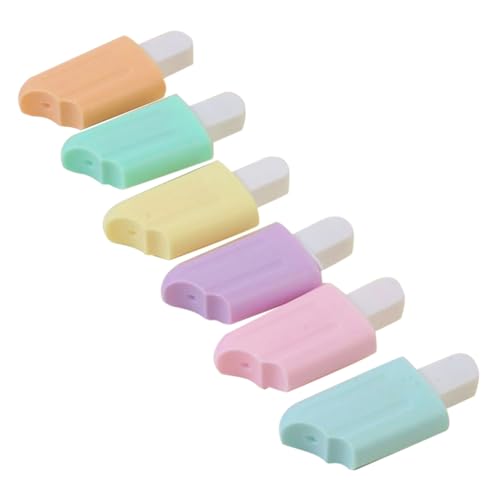 Kueohse 6-Teilige Kawaii-Textmarker in Neonfarben, Wie Abgebildet, Zeichenstifte in Cartoon-Eiscreme-Form von Kueohse