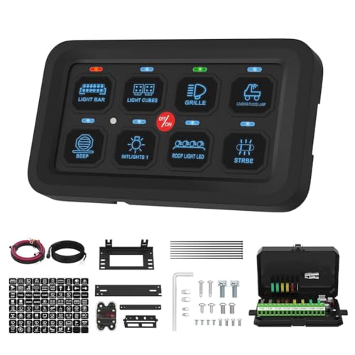 Kueohse 8-Gang-Schalterfeld, RGB-LED-Lichtschalterfeld, Multifunktions-Umschalt-/Momentan-/Impuls-Touch-Control-Schalter-Pod-Box Kueohse 8-Gang-Schalterfeld, RGB-LED-Lichtschalterfeld, Multifunktions-Umschalt-/Momentan-/Impuls-Touch-Control-Schalter-Pod-Box von Kueohse
