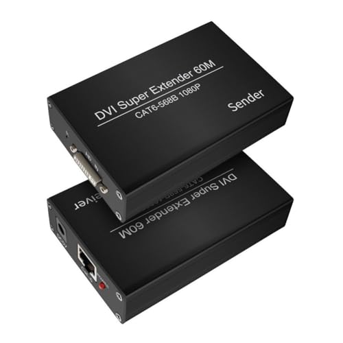 Kueohse DVI-Extender, RJ45-Cat6-Kabelverlängerung auf 196,8 Fuß Sender, Empfänger, DVI-Ethernet-Adapter, HD 1920 X 1200, EU-Stecker Kueohse DVI-Extender, RJ45-Cat6-Kabelverlängerung auf 196,8 Fuß Sender, Empfänger, DVI-Ethernet-Adapter, HD 1920 X 1200, EU-Stecker von Kueohse