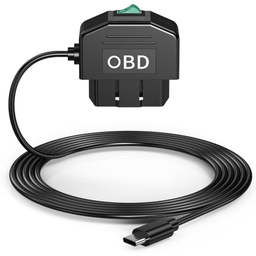 Kueohse Dashcam-OBD-Hardwire-Kit Dashcam-USB-Typ-C-Hardwire-Set mit OBD-Stromkabel für Dashcam 12-24V Bis 5V/3A von Kueohse
