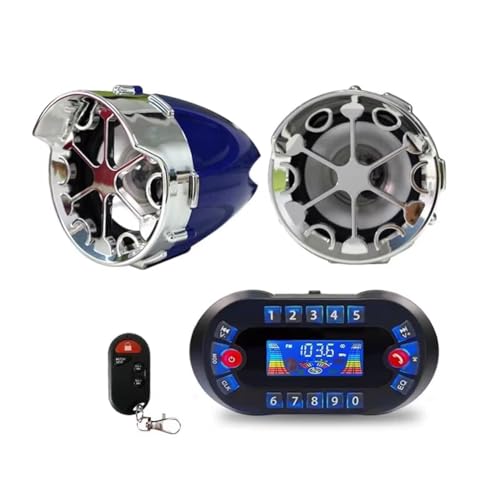 Kueohse Motorrad-Bluetooth-Lautsprecher-Verstärker, USB-Motorrad-Alarmanlage, Motorrad-FM-Radio-Stereo-Lautsprecher, Blau Kueohse Motorrad-Bluetooth-Lautsprecher-Verstärker, USB-Motorrad-Alarmanlage, Motorrad-FM-Radio-Stereo-Lautsprecher, Blau von Kueohse