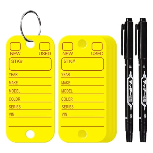 Kueohse PVC-Anhänger mit Etiketten und Ringen, Autoschlüsselanhänger Zur Organisation, Identifikation und Gepäckanhänger mit Markierungen, 200 Stück, Gelb Kueohse PVC-Anhänger mit Etiketten und Ringen, Autoschlüsselanhänger Zur Organisation, Identifikation und Gepäckanhänger mit Markierungen, 200 Stück, Gelb von Kueohse