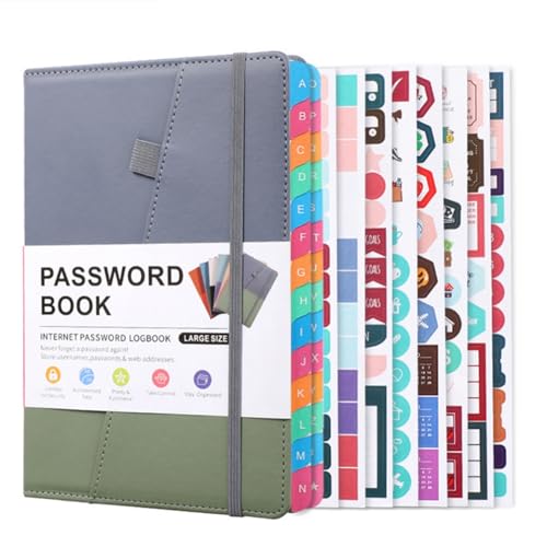 Kueohse Passwortbuch mit Alphabetischen Tabs für Senioren, Passwort-Notizbuch für die Detaillierte Anmeldung Von Internet-Websites, C, Langlebig, Einfach zu Verwenden, Ca. 21,3 X 15 cm von Kueohse