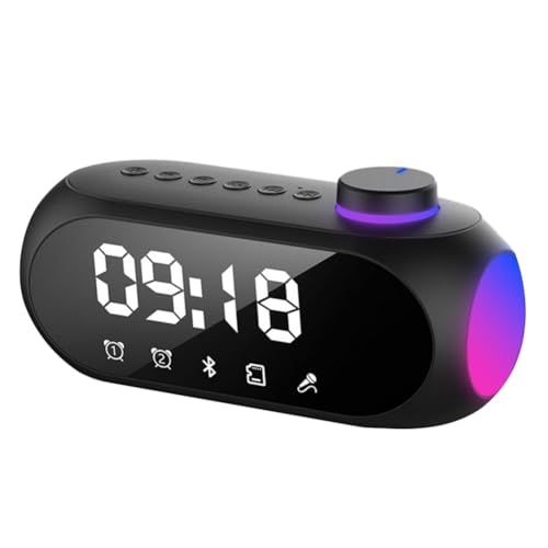 Kueohse Tragbarer Mini-FM-Radioempfänger, HiFi-Sound, RGB-Bluetooth-Lautsprecher mit Uhr, Dual-Unterstützung, Freisprecheinrichtung – Einfache Installation, Einfache Bedienung von Kueohse