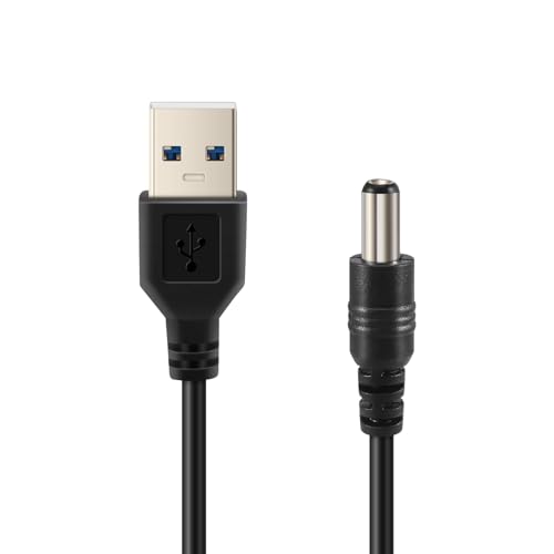 Kueohse USB Kabel 5,5 Mm / 2,1 Mm 5 V DC-Hohlstecker-Stromkabel (Schwarz, 75 cm) von Kueohse