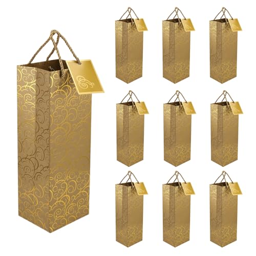Kueohse Wein Beutel, Kraftpapier Wein Beutel 10 StüCk Geschenk Weinbeutel mit Griffen, Einzel Flasche Papier Weinbeutel Bulk für Weihnachten, Party, Shopping, Retail Merchandise Kueohse Wein Beutel, Kraftpapier Wein Beutel 10 StüCk Geschenk Weinbeutel mit Griffen, Einzel Flasche Papier Weinbeutel Bulk für Weihnachten, Party, Shopping, Retail Merchandise von Kueohse