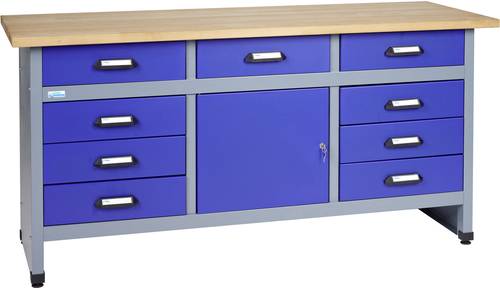 Küpper 12877 Werkbank 9 Schubladen, 1 Tür Ultramarinblau, Silber-Grau 1700mm x 840mm x 600mm von Küpper