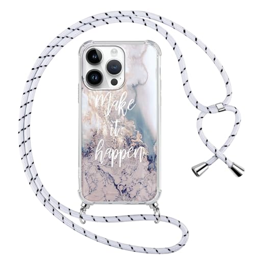 Handykette für iPhone 15 Pro Max Hülle mit Band Kette 6,7",Durchsichtige Aesthetic Muster Handyhülle mit Adjustable umhängeband,Weich Silicone TPU Stoßfest Schutzhülle Case Cover,Mármol 1 Handykette für iPhone 15 Pro Max Hülle mit Band Kette 6,7",Durchsichtige Aesthetic Muster Handyhülle mit Adjustable umhängeband,Weich Silicone TPU Stoßfest Schutzhülle Case Cover,Mármol 1 von Kueqeay
