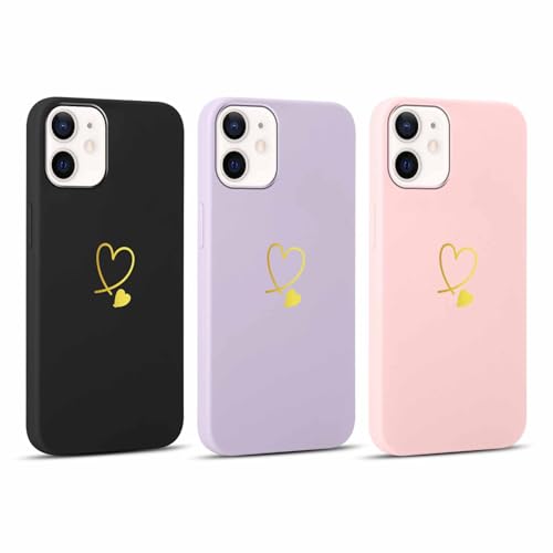 Kueqeay 3 Stück Handyhülle Matte für iPhone 12 / iPhone 12 Pro Hülle 6,1”, Aesthetic Heart Muster Design Schwarz Schutzhülle Ultra Weich Silikon Dünn TPU Case Stoßfest Kratzfest Bumper Cover, 01 Kueqeay 3 Stück Handyhülle Matte für iPhone 12 / iPhone 12 Pro Hülle 6,1”, Aesthetic Heart Muster Design Schwarz Schutzhülle Ultra Weich Silikon Dünn TPU Case Stoßfest Kratzfest Bumper Cover, 01 von Kueqeay
