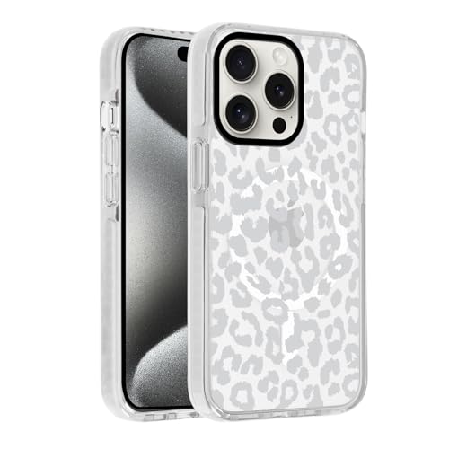 Kueqeay Handyhülle Magnetisch für iPhone 14 Pro 6,1" Hülle, Durchsichtige Aesthetic Leopard Muster Case Kompatibilität mit MagSafe Schutzhülle Kratzfest Dünn PC Rückseite Stoßfest Silicone Cover, 01 von Kueqeay