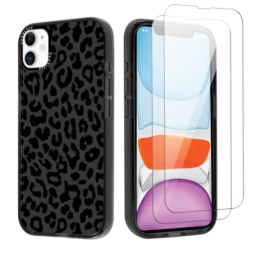 Kueqeay Handyhülle für iPhone 11 6,1", Hülle mit 2 Stück Schutzfolie Weich Silikon Nie Vergilbung Case Aesthetic Muster Design Schwarz Fallschutz Bumper Schutzhülle, Leopard von Kueqeay