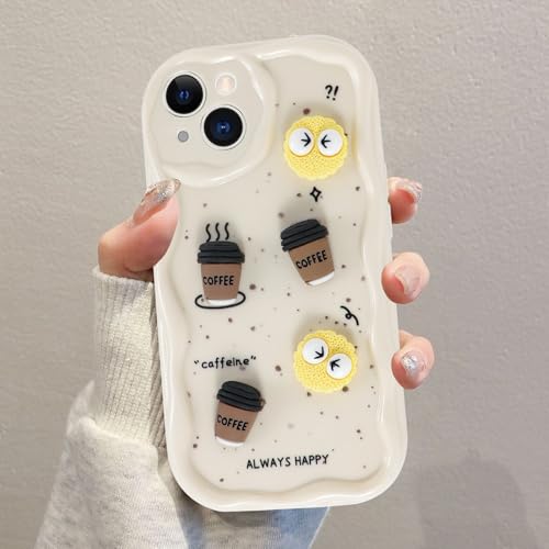 Kueqeay Handyhülle für iPhone 13 hülle 6,1'', Aesthetic 3D Weiß Cute Puppe Kaffeefarbe Muster Design Lockige Wellen Rahmenform Weiche TPU Stoßfest Kameraschutz Schutzhülle Bumper Case, 02 Kueqeay Handyhülle für iPhone 13 hülle 6,1'', Aesthetic 3D Weiß Cute Puppe Kaffeefarbe Muster Design Lockige Wellen Rahmenform Weiche TPU Stoßfest Kameraschutz Schutzhülle Bumper Case, 02 von Kueqeay