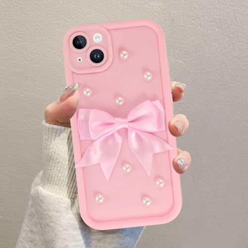 Kueqeay Handyhülle für iPhone 15 hülle 6,1'', Aesthetic 3D Perlen Schleife Muster Design Rosa Weiche TPU Silikon Stoßfest Kameraschutz Schutzhülle Bumper Ultra Dünn Mädchen Case, 09 Kueqeay Handyhülle für iPhone 15 hülle 6,1'', Aesthetic 3D Perlen Schleife Muster Design Rosa Weiche TPU Silikon Stoßfest Kameraschutz Schutzhülle Bumper Ultra Dünn Mädchen Case, 09 von Kueqeay