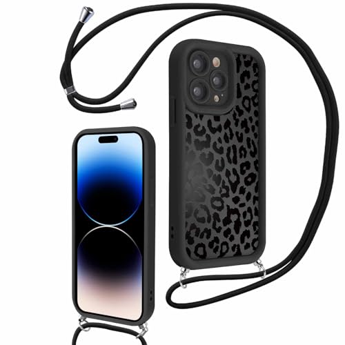 Kueqeay Handykette Handyhülle für iPhone 11 Pro 5,8” Hülle mit Band Kette, Schwarz Aesthetic Leopard Muster Schutzhülle zum Umhängen Weich Silikon Stoßfest Case Bumper Kratzfest Cover, 01 Kueqeay Handykette Handyhülle für iPhone 11 Pro 5,8” Hülle mit Band Kette, Schwarz Aesthetic Leopard Muster Schutzhülle zum Umhängen Weich Silikon Stoßfest Case Bumper Kratzfest Cover, 01 von Kueqeay