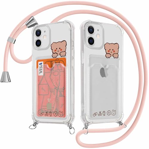 Kueqeay Handykette Handyhülle für iPhone 12 6,1" Hülle mit Kartenhalter, Durchsichtige Aesthetic Tragen Muster Kartenfach Case mit Band Kette Silicone Stoßfest Schutzhülle Cover, 04 Kueqeay Handykette Handyhülle für iPhone 12 6,1" Hülle mit Kartenhalter, Durchsichtige Aesthetic Tragen Muster Kartenfach Case mit Band Kette Silicone Stoßfest Schutzhülle Cover, 04 von Kueqeay