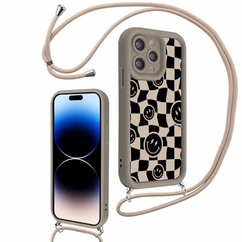 Kueqeay Handykette Handyhülle für iPhone 14 Pro 6,1” Hülle mit Band Kette, Khaki Aesthetic Lächelndes Gesicht Muster Schutzhülle zum Umhängen Weich Silikon Stoßfest Case Bumper Kratzfest Cover, 10 Kueqeay Handykette Handyhülle für iPhone 14 Pro 6,1” Hülle mit Band Kette, Khaki Aesthetic Lächelndes Gesicht Muster Schutzhülle zum Umhängen Weich Silikon Stoßfest Case Bumper Kratzfest Cover, 10 von Kueqeay