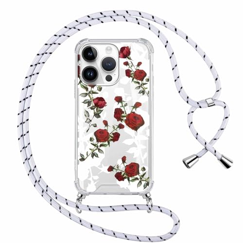 Kueqeay Handykette Handyhülle für iPhone 15 Pro Max Hülle mit Band Kette 6,7", Durchsichtige Aesthetic Muster Case mit Umhängeband Weich Silicone TPU Stoßfest Schutzhülle Cover, Blume 13 Kueqeay Handykette Handyhülle für iPhone 15 Pro Max Hülle mit Band Kette 6,7", Durchsichtige Aesthetic Muster Case mit Umhängeband Weich Silicone TPU Stoßfest Schutzhülle Cover, Blume 13 von Kueqeay