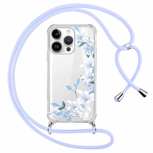 Kueqeay Handykette Handyhülle für iPhone 15 Pro Max Hülle mit Band Kette 6,7", Durchsichtige Aesthetic Muster Case mit Umhängeband Weich Silicone TPU Stoßfest Schutzhülle Cover, Blume 9 Kueqeay Handykette Handyhülle für iPhone 15 Pro Max Hülle mit Band Kette 6,7", Durchsichtige Aesthetic Muster Case mit Umhängeband Weich Silicone TPU Stoßfest Schutzhülle Cover, Blume 9 von Kueqeay