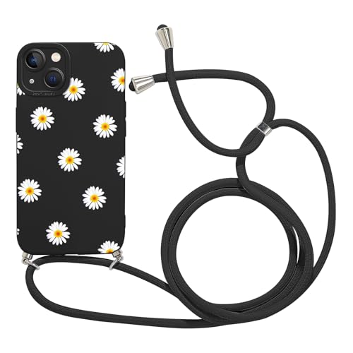 Kueqeay Handykette für iPhone 13 Hülle mit Band 6,1'', Aesthetic Schwarz Gänseblümchen Muster Verstellbarer Halskette Handyhülle mit Kordel zum umhängen Silikon Stoßfest Schutzhülle mit Kette, 05 Kueqeay Handykette für iPhone 13 Hülle mit Band 6,1'', Aesthetic Schwarz Gänseblümchen Muster Verstellbarer Halskette Handyhülle mit Kordel zum umhängen Silikon Stoßfest Schutzhülle mit Kette, 05 von Kueqeay