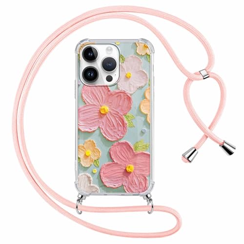 Kueqeay Handykette für iPhone 15 Pro Hülle mit Band Kette 6,1", Durchsichtige Aesthetic Muster Handyhülle mit Adjustable umhängeband Weich Silicone TPU Stoßfest Schutzhülle Case Cover, Blume 5 Kueqeay Handykette für iPhone 15 Pro Hülle mit Band Kette 6,1", Durchsichtige Aesthetic Muster Handyhülle mit Adjustable umhängeband Weich Silicone TPU Stoßfest Schutzhülle Case Cover, Blume 5 von Kueqeay