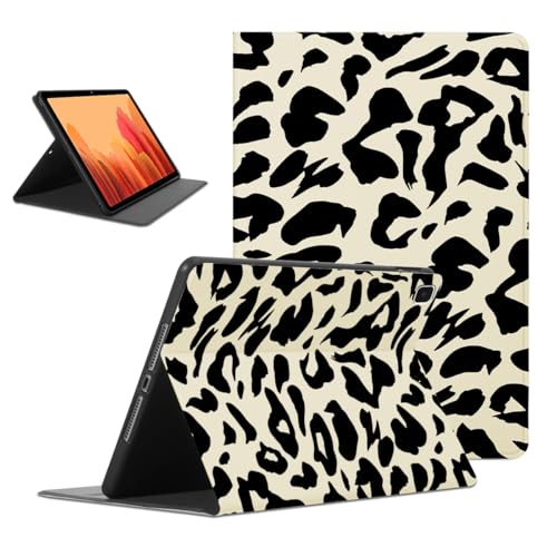 Kueqeay Hülle für Samsung Galaxy Tab A7 10,4 Zoll 2020 (SM-T500/T505/T507), Aesthetic Leopard Motiv Design Dünn Leicht SchutzHülle mit Standfunktion TPU Rücken PU Leder Smart Folio Tablet Cover, Beige von Kueqeay