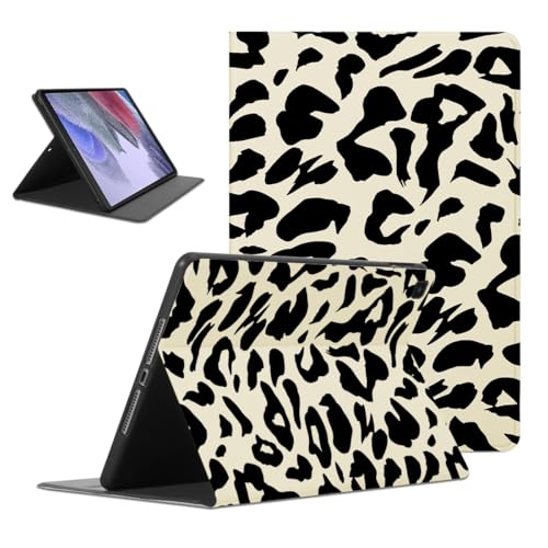 Kueqeay Hülle für Samsung Galaxy Tab A7 Lite 8,7 Zoll 2021 (SM-T220/T225), Aesthetic Leopard Motiv Design Dünn Leicht SchutzHülle mit Standfunktion TPU Rücken PU Leder Smart Folio Tablet Cover, Beige von Kueqeay