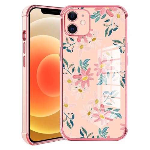 Kueqeay Hülle für iPhone 12 6,1”, Galvanisierte Rosa Handyhülle mit Aesthetic Blume Muster Design Schutzhülle Ultra Weich Silikon Dünn TPU Case Stoßfest Kratzfest Bumper Cover, 10 Kueqeay Hülle für iPhone 12 6,1”, Galvanisierte Rosa Handyhülle mit Aesthetic Blume Muster Design Schutzhülle Ultra Weich Silikon Dünn TPU Case Stoßfest Kratzfest Bumper Cover, 10 von Kueqeay