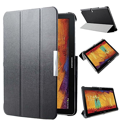 Kuesn SM-P600 P601 P605 Smart Stand Cover Case für Samsung Galaxy Note 10.1 (2014 Edition) Ultra Slim Flip Folio PU Leder Tasche mit magnetischem Auto Sleep & Awake up (Schwarz) von Kuesn
