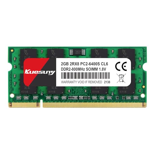 Kuesuny 2 GB DDR2 800 MHz Sodimm Ram PC2-6400 PC2-6400S 1,8 V CL6 200 Pin 2RX8 Upgrade der Nicht gepufferten Notebook-Laptop-Speichermodule ohne ECC von Kuesuny