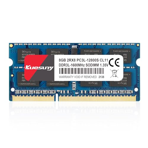 Kuesuny 8 GB DDR3L / DDR3 1600 MHz Sodimm-RAM PC3L / PC3-12800S PC3L / PC3-12800 1,35 V / 1,5 V CL11 204 Pin 2RX8 Dual-Rank-RAM ohne Puffer ohne Puffer, ideal für das Upgrade von Notebooks von Kuesuny