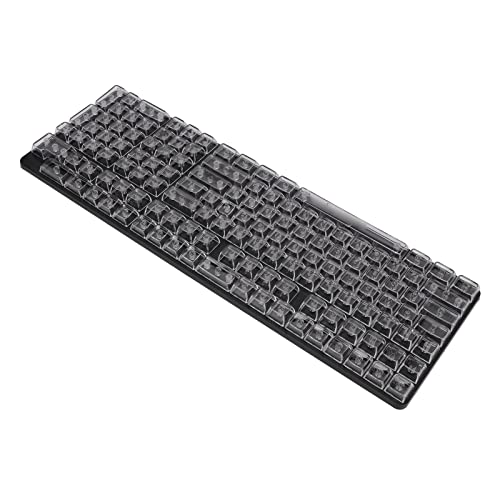 Kufoo Mechanische Tastatur-Tastenkappen, 132 Transparente Tastenkappen für 87-Tasten-Tastatur (Weiße Schwarze Buchstaben) von Kufoo