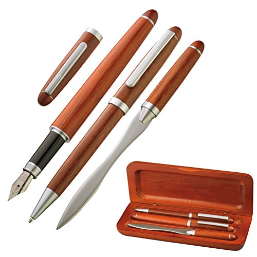 hochwertiges Holz-Schreibset / bestehend aus Kugelschreiber, Brieföffner, Füller von Kugelschreiber