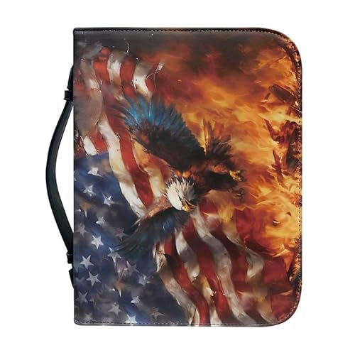 Kuiaobaty Bibelhülle mit amerikanischer Flagge, Aquarell-Adler-Muster, Kunstleder, Buchhülle mit Reißverschluss, klein, groß, 4 Größen Kuiaobaty Bibelhülle mit amerikanischer Flagge, Aquarell-Adler-Muster, Kunstleder, Buchhülle mit Reißverschluss, klein, groß, 4 Größen von Kuiaobaty