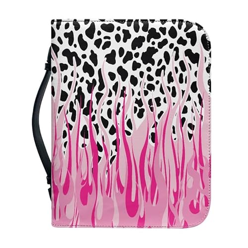 Kuiaobaty Bibeltasche mit Griff, Motiv: rosa Flamme, Kuh-Punkte, mit Reißverschluss, Buchumschläge für Taschenbücher, Schutzhülle für Damen und Herren Kuiaobaty Bibeltasche mit Griff, Motiv: rosa Flamme, Kuh-Punkte, mit Reißverschluss, Buchumschläge für Taschenbücher, Schutzhülle für Damen und Herren von Kuiaobaty