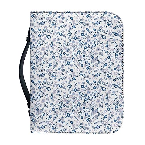 Kuiaobaty Blue Ditsy Floral Book Sleeve for Bible,Novel,Notebook, Flowers PU Leather Book Cover Case with Inside Pen Pocket,Book Protector von Kuiaobaty