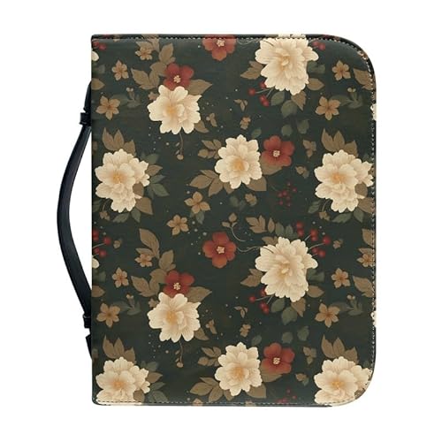Kuiaobaty Buchhülle aus weichem Leder mit Pfingstrosen-Motiv, Retro-Stil, für Bibel, Kamelie, mit Innenfächern für Handy, Stift Kuiaobaty Buchhülle aus weichem Leder mit Pfingstrosen-Motiv, Retro-Stil, für Bibel, Kamelie, mit Innenfächern für Handy, Stift von Kuiaobaty