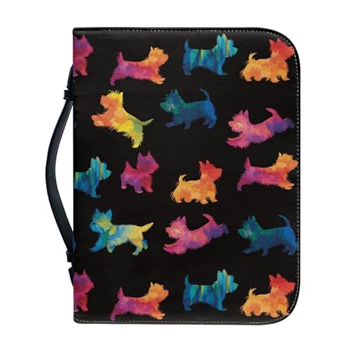 Kuiaobaty Bunte Hunde-Silhouette, Bibeltasche, Organizer, West Highland White Terrier, Tragetasche, Kirchentasche, Bibelschutz, mit Innentasche Kuiaobaty Bunte Hunde-Silhouette, Bibeltasche, Organizer, West Highland White Terrier, Tragetasche, Kirchentasche, Bibelschutz, mit Innentasche von Kuiaobaty
