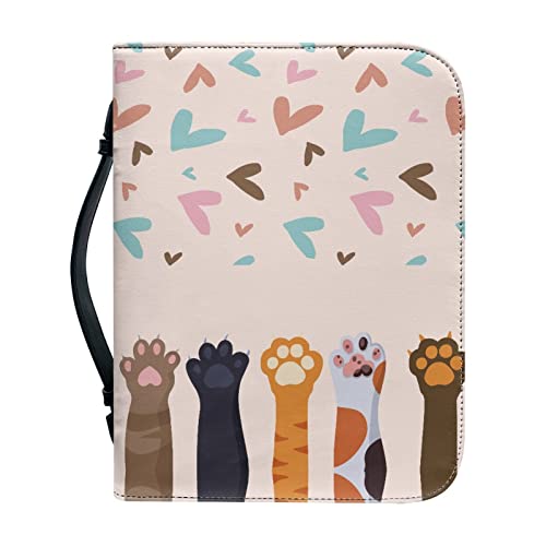 Kuiaobaty Cute Paws Notebook-Tasche mit Reißverschluss, bunte Herzen, Buchhüllen für Taschenbücher, Schutzhülle mit Stifthalter von Kuiaobaty