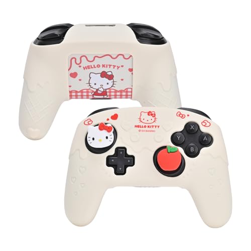 Kuitmor Switch Pro Controller-Skin, süße, weiche Schutzhülle aus Silikon, rutschfeste Schutzhülle für Switch Pro Controller mit 2 Daumengriffkappen und 1 Aufkleber (Weiß) Kuitmor Switch Pro Controller-Skin, süße, weiche Schutzhülle aus Silikon, rutschfeste Schutzhülle für Switch Pro Controller mit 2 Daumengriffkappen und 1 Aufkleber (Weiß) von Kuitmor