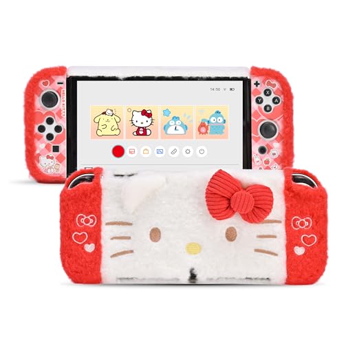 Kuitmor Plüsch-Schutzhülle für Switch OLED, Kawaii-Schutzhülle, dünne Hart-PC-Hülle, kompatibel mit der Switch OLED-Konsole und Original-Controller – HLK Kuitmor Plüsch-Schutzhülle für Switch OLED, Kawaii-Schutzhülle, dünne Hart-PC-Hülle, kompatibel mit der Switch OLED-Konsole und Original-Controller – HLK von Kuitmor