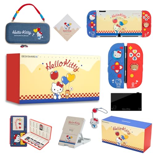Kuitmor Switch-Zubehörpaket für Switch OLED: Tragetasche, Schutzhülle, Spielkartenetui, Bildschirmschutz, Ständer, Joystick-Schutzkappen und mehr (11 in 1) von Kuitmor