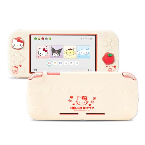 Switch Lite Schutzgehäuse, Weiche Silikon-Schutzhülle, Kratzfester Schutz für Switch Lite mit 2 Daumengriffkappen - HLK Off White von Kuitmor