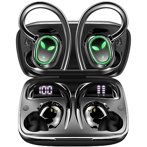 Bluetooth 5.3 Kopfhörer Sport, Kopfhörer Kabellos In Ear Stereo mit HD Mic, Tiefer Bass Noise Cancelling Ohrhörer, 50 Std Spielzeit mit Ladekoffer Dual LED Anzeige, IP7 Wasserdichtes Lauf Kopfhörer von Kuizil