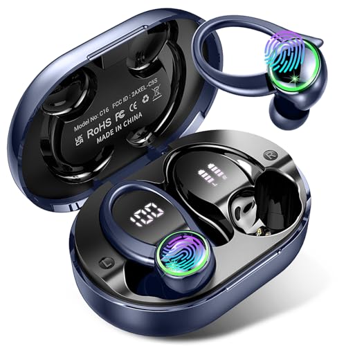 Bluetooth Kopfhörer Sport, in Ear Kopfhörer Kabellos mit 2 ENC Mikrofon für HD Anruf, Bloototh 5.3 Bass Boosted Stereoklang Ohrhörer mit 48H USB C Ladekoffer LED Anzeige, IP7 Wasserdicht Earbuds Lauf von Kuizil