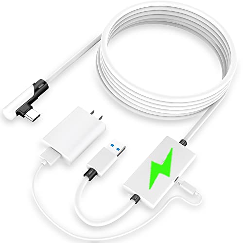 Kuject Design 5m Link Kabel für Quest 2/ Quest Pro, mit separatem Ladeanschluss für ultra-langlebige Stromversorgung, USB 3.0 Typ A auf C Kabel für VR Headset Zubehör und Gaming PC - Weiß von Kuject