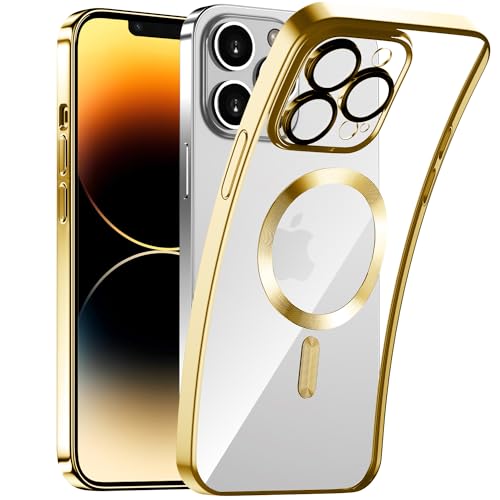 Kukiwhy Handyhülle für iPhone 13 Pro Hülle mit Magsafe, Clear Starker Magnet Case mit Kameraschutz, Glänzende Beschichtung Kratzfeste Handyhülle, Kratzfest Handyhülle iPhone 13 Pro - 6.1 Zoll Gold von Kukiwhy