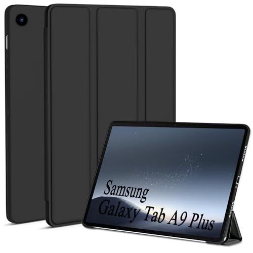 Kukiwhy Hülle für Samsung Galaxy Tab A9+/A9 Plus 11 Zoll 2023 Tablet (SM-X210/X216/X218), Dünn Leicht PU mit Standfunktion Dreifach Falt Klapp Schutzhülle, Auto Aufwachen/Schlafen -Schwarz von Kukiwhy