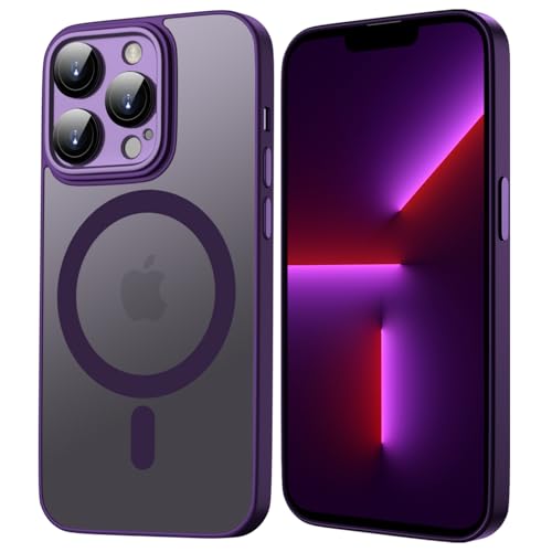 Kukiwhy Magnetic für iPhone 13 Pro Max Hülle für Magsafe Ultradünne Militärnorm Stoßfest Kratzfeste Rückseite Matte Handyhülle TPU Magnetische Handyhülle iPhone 13 Pro Max (Dunkellila) von Kukiwhy