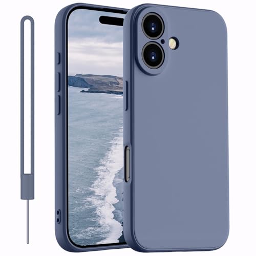 Kukiwhy für iPhone 16 Hülle Silikon Case,Dünne mit Microfiber Hanyhülle für iPhone 16 aus flüssigem Silikon mit Kameraschutz, Kratzfeste und stoßfeste Schutzhülle für iPhone 16 6.1''(2024) Blau Grau Kukiwhy für iPhone 16 Hülle Silikon Case,Dünne mit Microfiber Hanyhülle für iPhone 16 aus flüssigem Silikon mit Kameraschutz, Kratzfeste und stoßfeste Schutzhülle für iPhone 16 6.1''(2024) Blau Grau von Kukiwhy